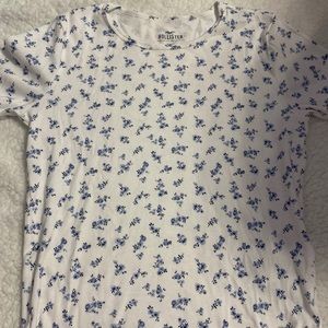 white and blue floral hollister shirt